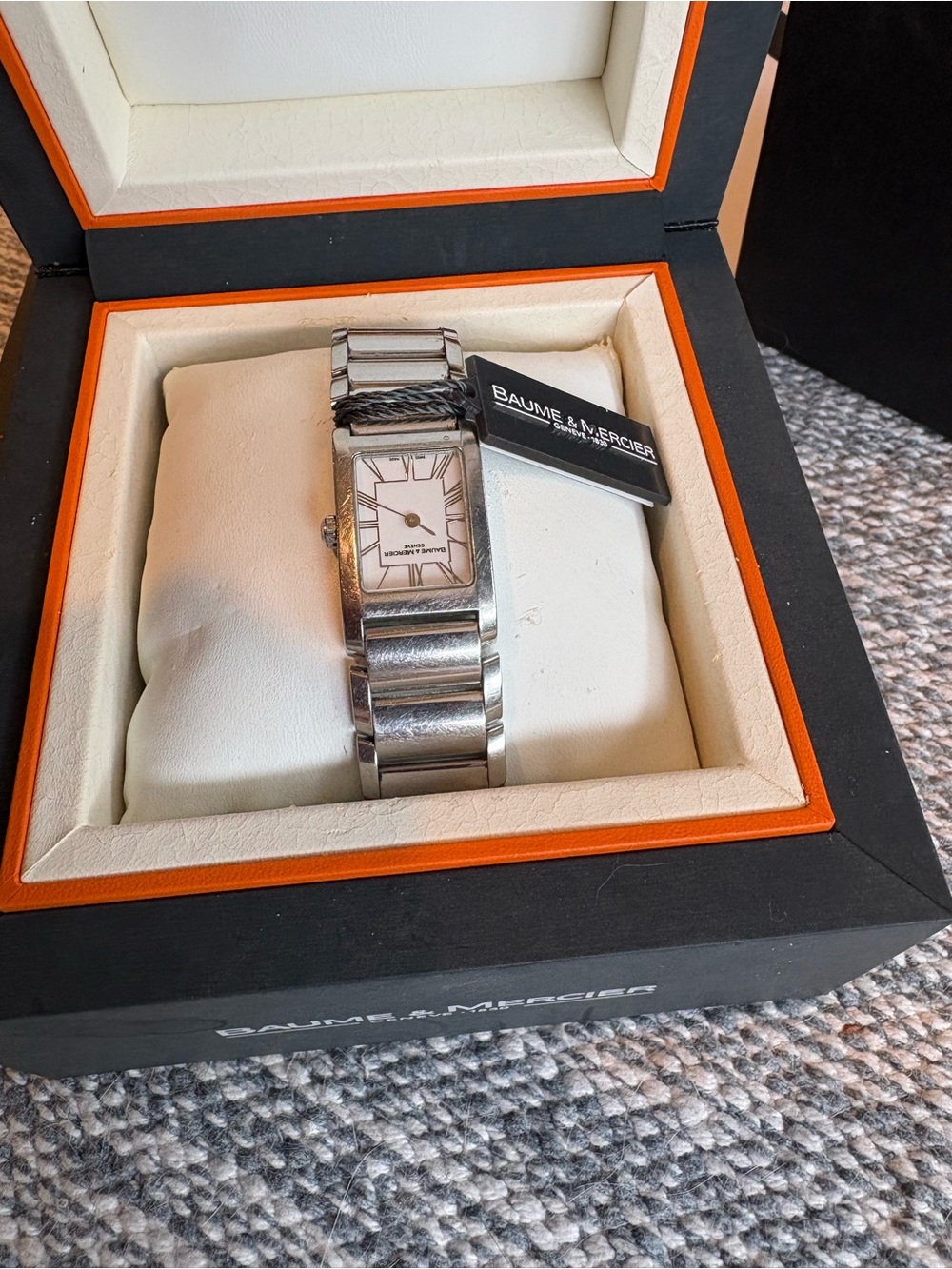 Women’ Baume & Mercier Hampton Classic Silver Rectangular Bracelet Watch